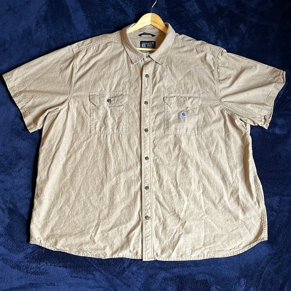 Carhartt 4XL Loose Fit Botton Down Shirt Men Tan